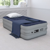 Flash Furniture WG-AM101-18-T-GG 18 inch Air Mattress with ETL Certified Internal Electric Pump and Carrying Case - Twin